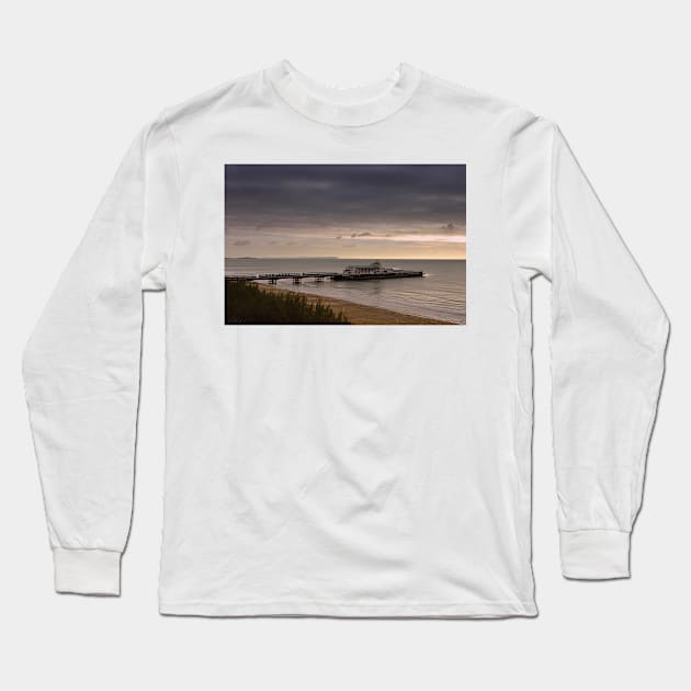 Bournemouth Pier And Beach Dorset England Long Sleeve T-Shirt by AndyEvansPhotos